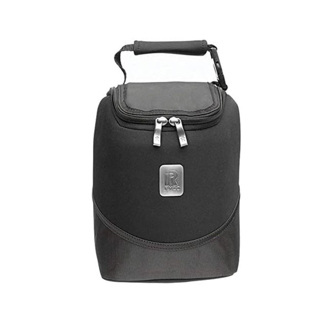 Black insulated Ryco Food and Bottle Holder with a padded handle and zippered main compartment.