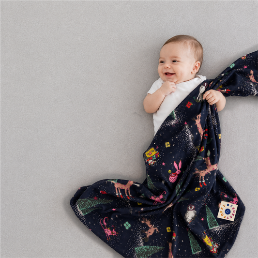 Christmas Navy Swaddling Blanket