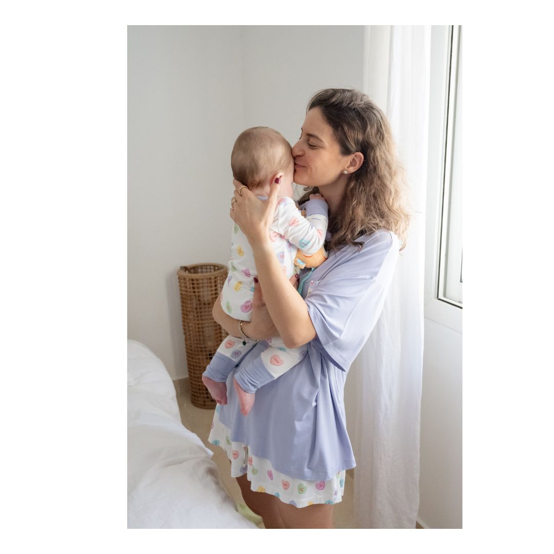 TeeJayz "Candy Heart" print bamboo zippy in 0-3 months with fold-over mittens and feet.