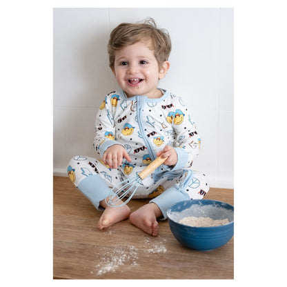 Close-up of the smooth, tagless interior and double zipper on the TeeJayz 6-9 month sleeper.