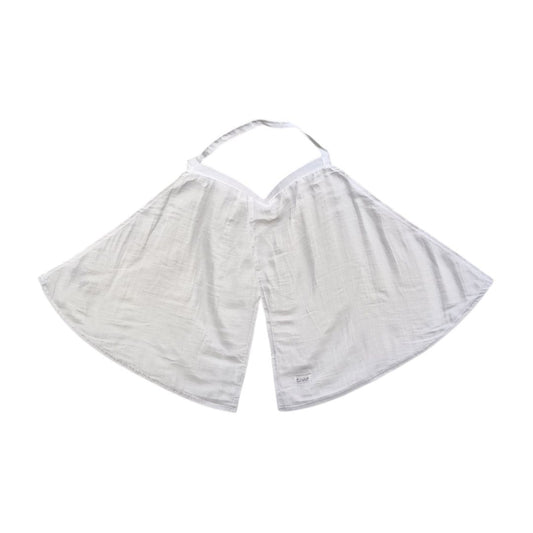 White cotton Tinéo nursing scarf for discreet breastfeeding, featuring a breathable and adjustable design.