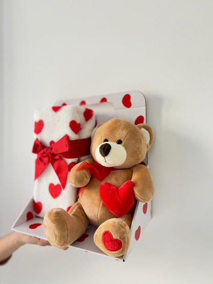 Valentine's Teddy & Blanket Set