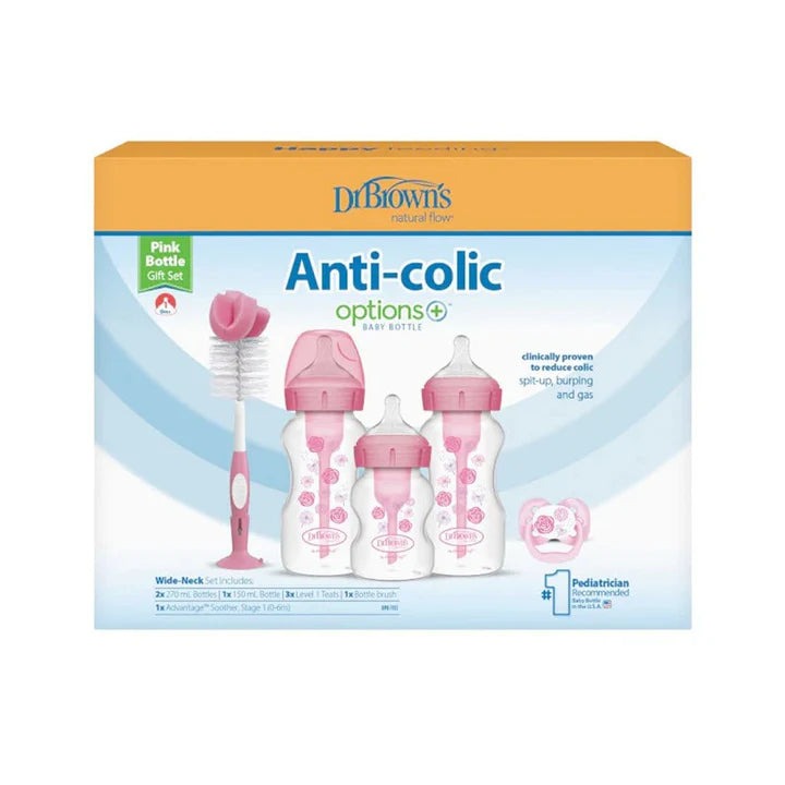 Anti-Colic Options+ Pink Baby Bottle Gift Set