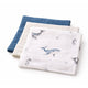 Three-Pack Muslin Diapers & Swaddle Cloths - Whales on White