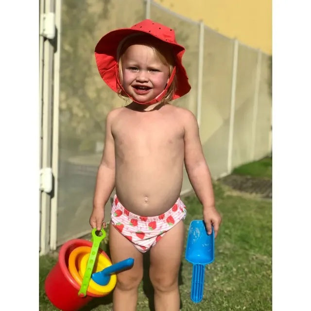 Baby/Toddler Swim Diaper & Sun Hat Set - Strawberry Delight