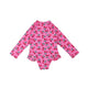 Zoocchini - Girls Long Sleeve Swimsuit - UPF 50+ - Cherry 12-24M