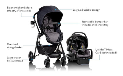 Evenflo Pivot Modular Travel System with LiteMax Infant Car Seat Casual Gray