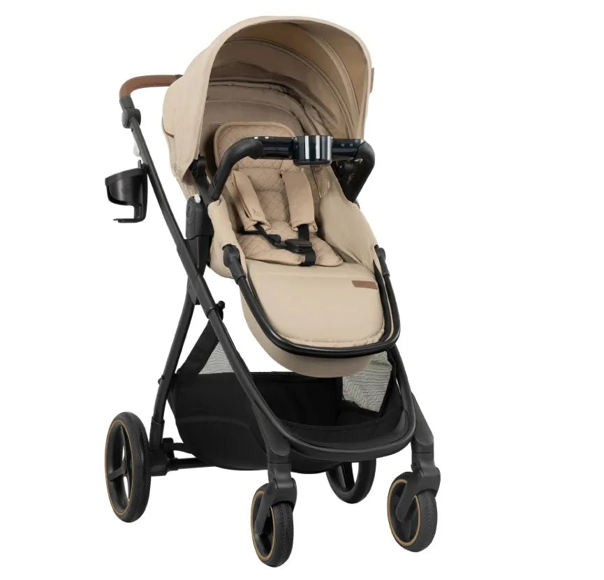Evenflo Shyft Intuiti+ Travel System with Revolve180 LiteMax NXT &amp; SensorySoothe travertine
