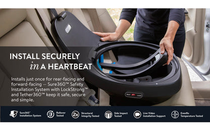 Evenflo Revolve360 Slim 2-in-1 Rotational Car Seat with SensorSafe obsidian black