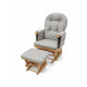 Miila: Canvas Nursing Chair – Light Grey with Natural Wood Rocker
