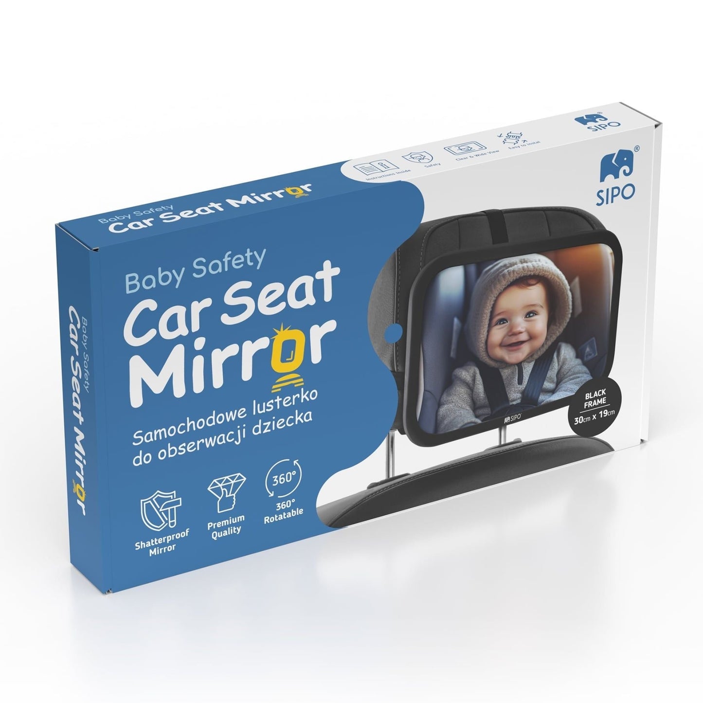 SIPO: Rear Seat Baby Car Mirror (360° Rotation)