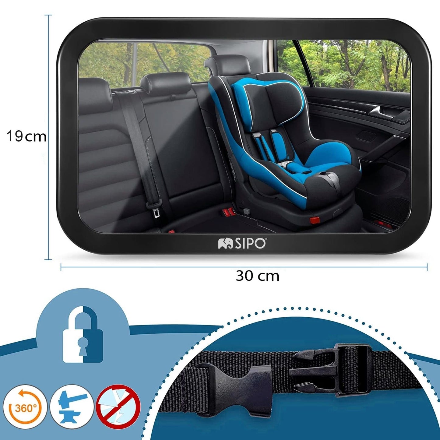 SIPO: Rear Seat Baby Car Mirror (360° Rotation)