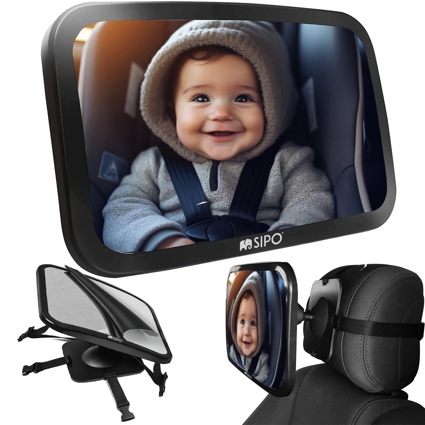 SIPO: Rear Seat Baby Car Mirror (360° Rotation)