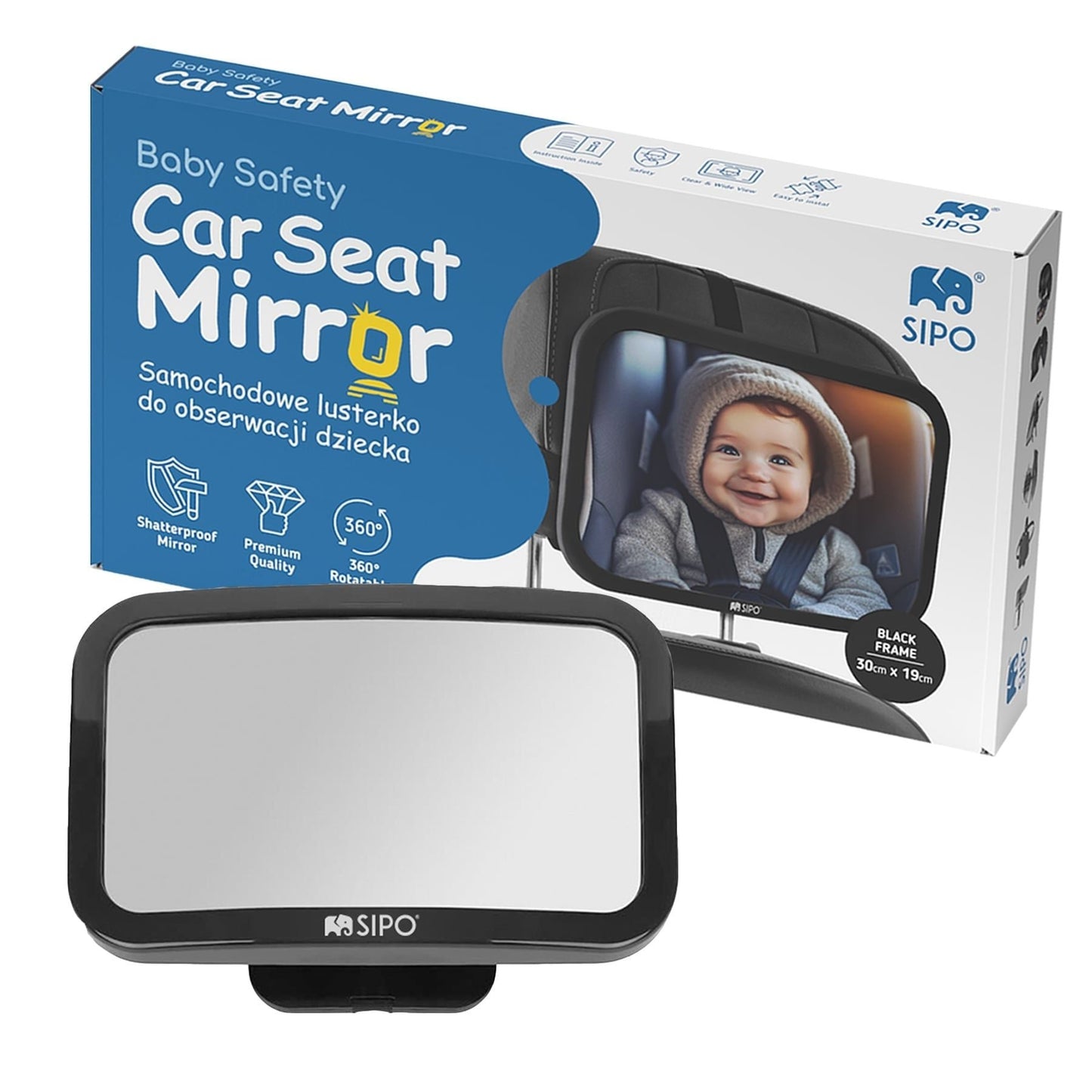 SIPO: Rear Seat Baby Car Mirror (360° Rotation)