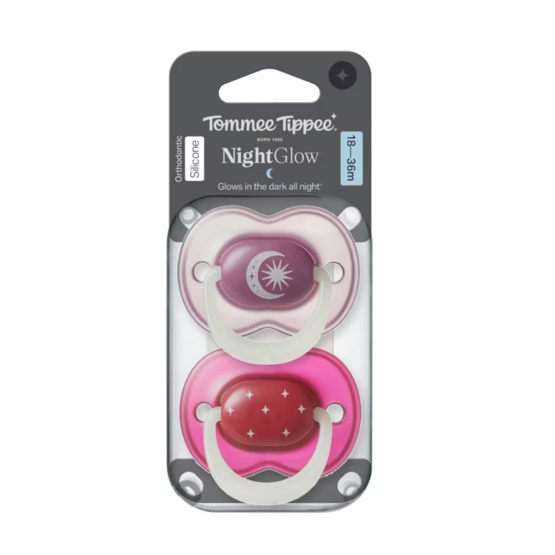 Tommee Tippee NightGlow Dummy (2 Pack) – 18-36 Months Assorted