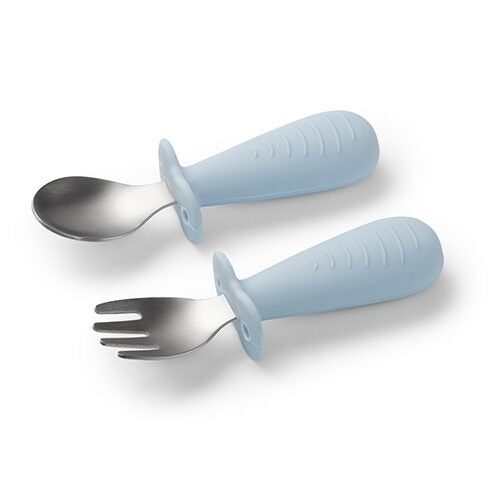 Stainless steel spoon and fork-Blue