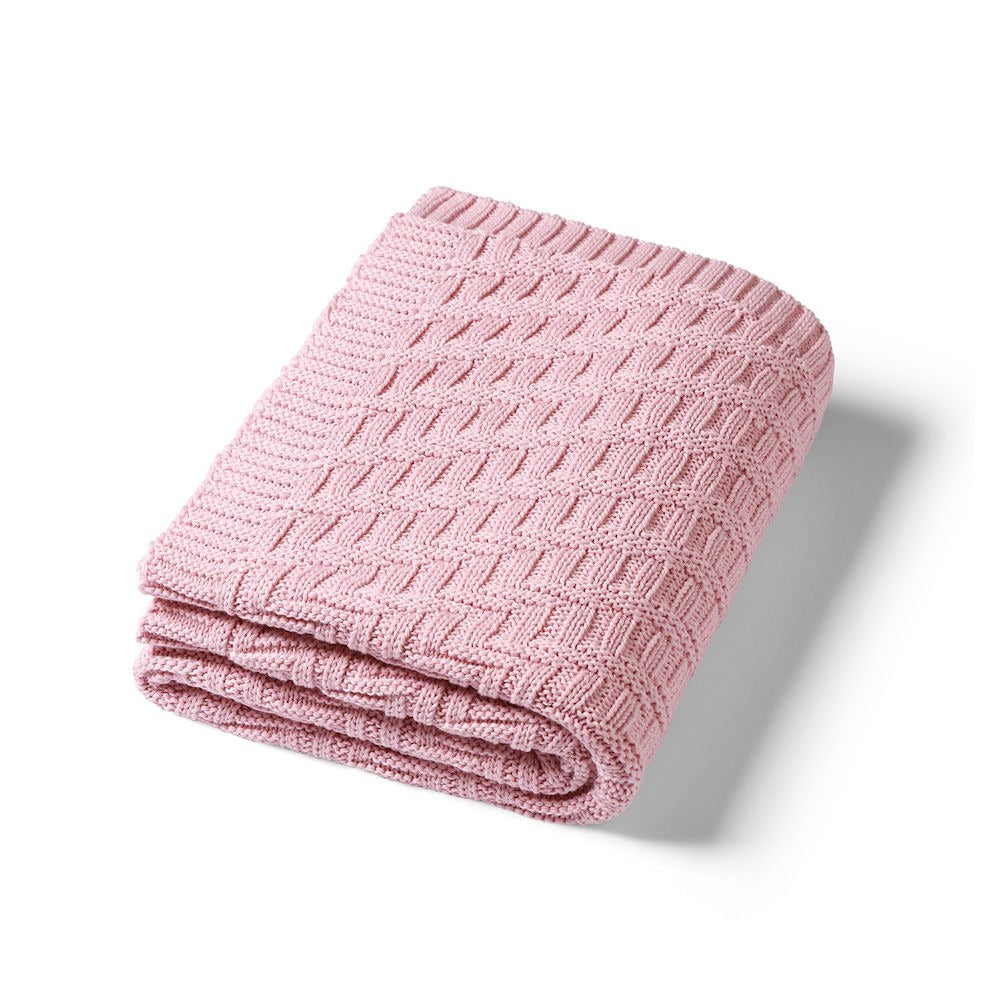 baby blanket organic cotton knitted -pink