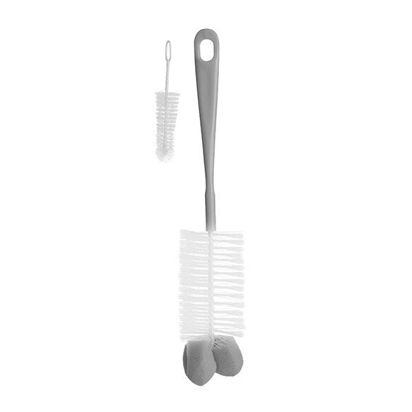 bottles and teats brush with mini brush & sponge tip-grey