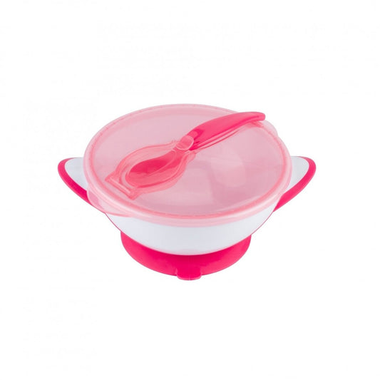 suction bowl with spoon- pink