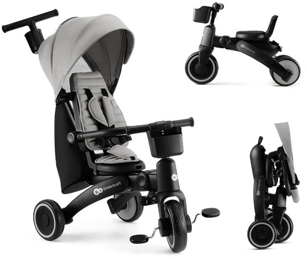 JAZZ 2 5-in-1 3-part children's tricycle- Grey