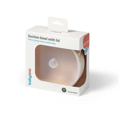 Silicone Cup with Suction Cup and Lid- Beige