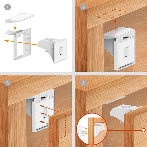 Furniture protection Magnetic lock for cabinets and drawers 4 pcs