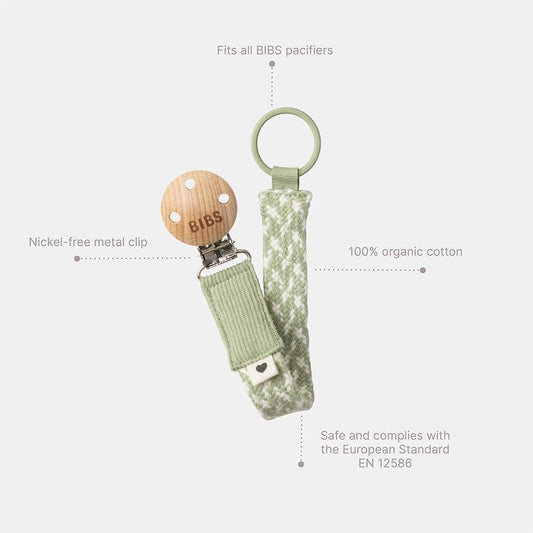 BIBS: Pacifier Clip Braided (Sage / Ivory)