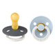 BIBS: Pacifier Original COLOUR Latex - Iron GLOW / Baby Blue GLOW (2 Pack)