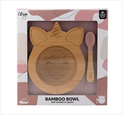 Citron Bamboo Suction Bowl &amp; Spoon Set