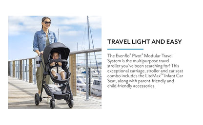 Evenflo Pivot Modular Travel System with LiteMax Infant Car Seat Casual Gray
