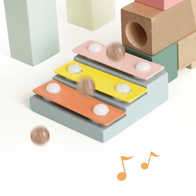 Classic World: Wooden Marble Blocks Construction Set
