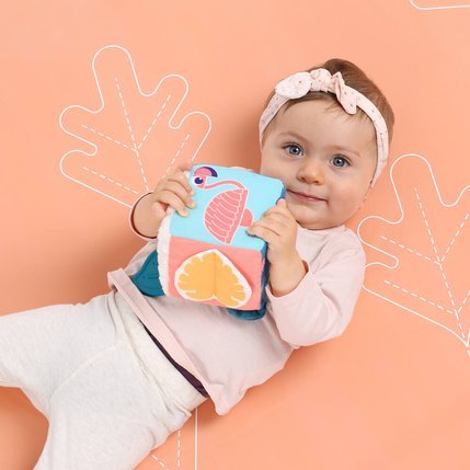 LUDI: Cube Tissus Feuille - Soft Sensory Activity Cube