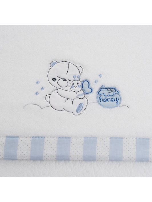 Crib sheets Coralina Honey Bear White blue