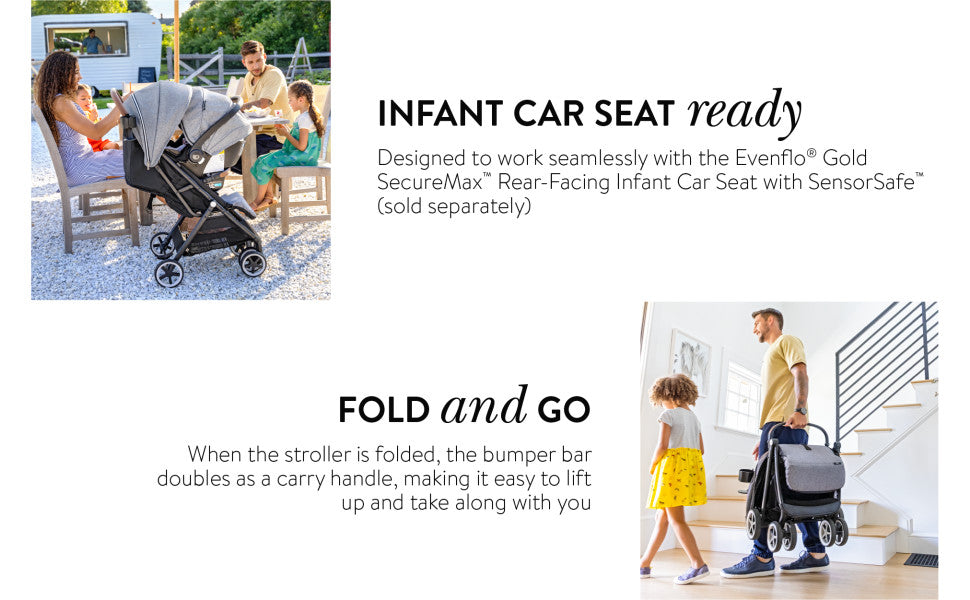 Evenflo Gold Otto Self-Folding Stroller Moonstone Gray