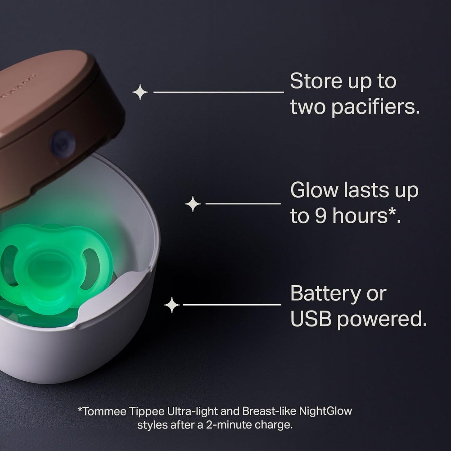 Tommee Tippee NightGlow Pod & Ultra-Light Soother Set
