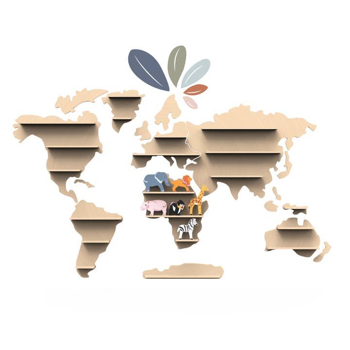 World Map Animal Shelf (incl. starter set w/6 animals)