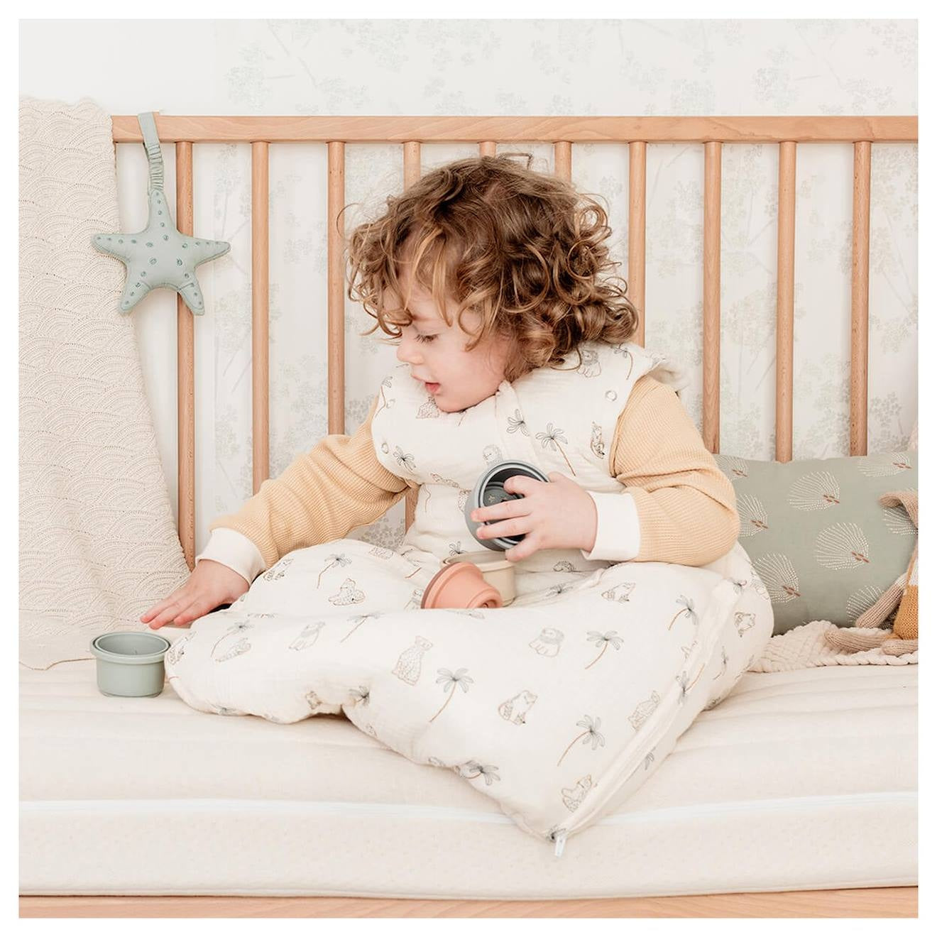 CANDIDE 90cm Travel Blanket Sleep Sack – White Tiger Print