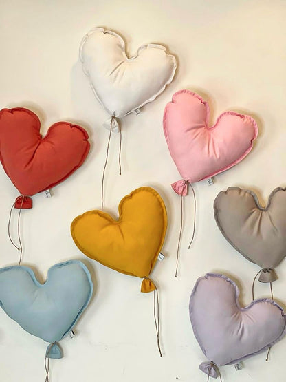 Blue Heart-Shaped Balloon Pillow