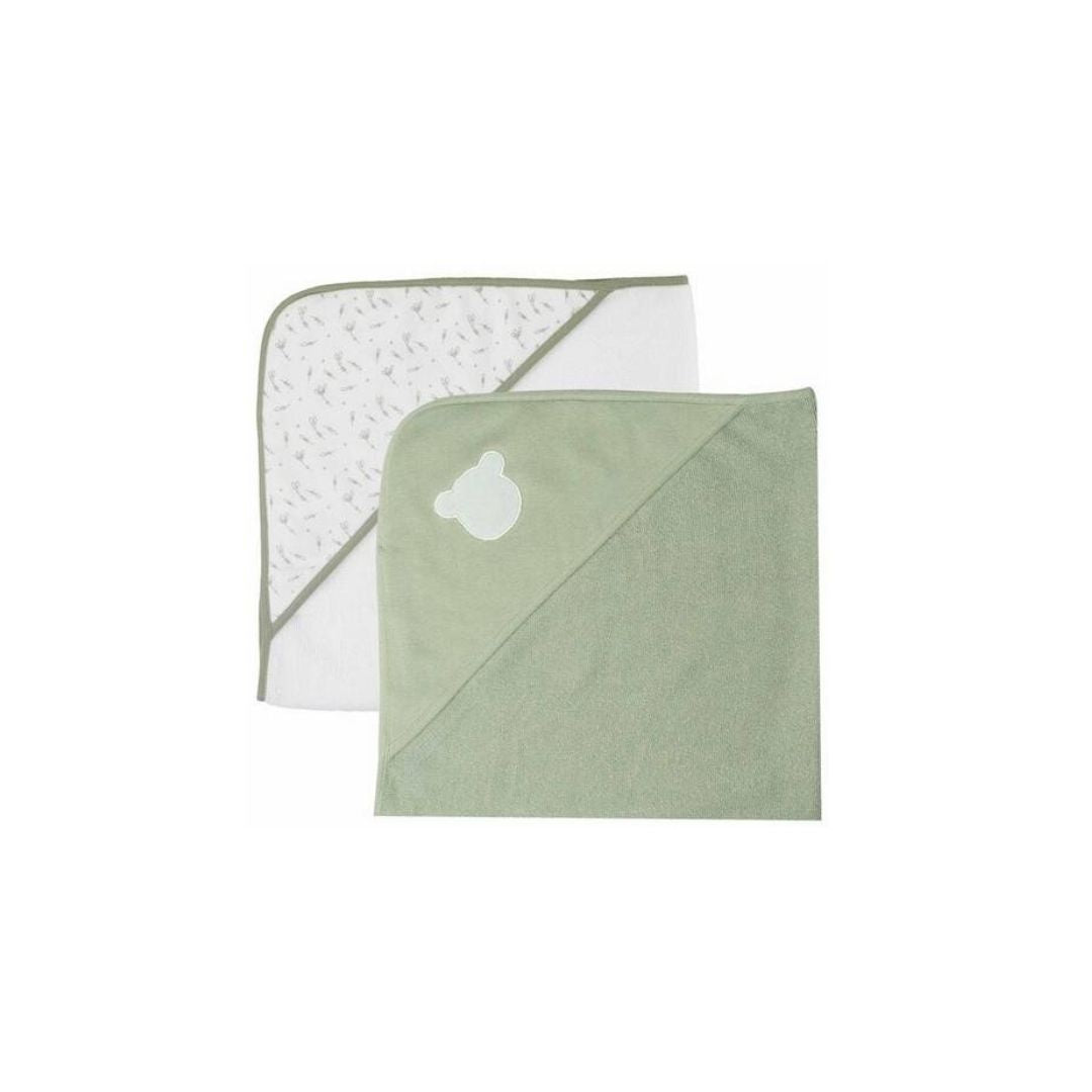 Trois Kilos Sept Set of 2 Bear & All-Over Print Hooded Towels