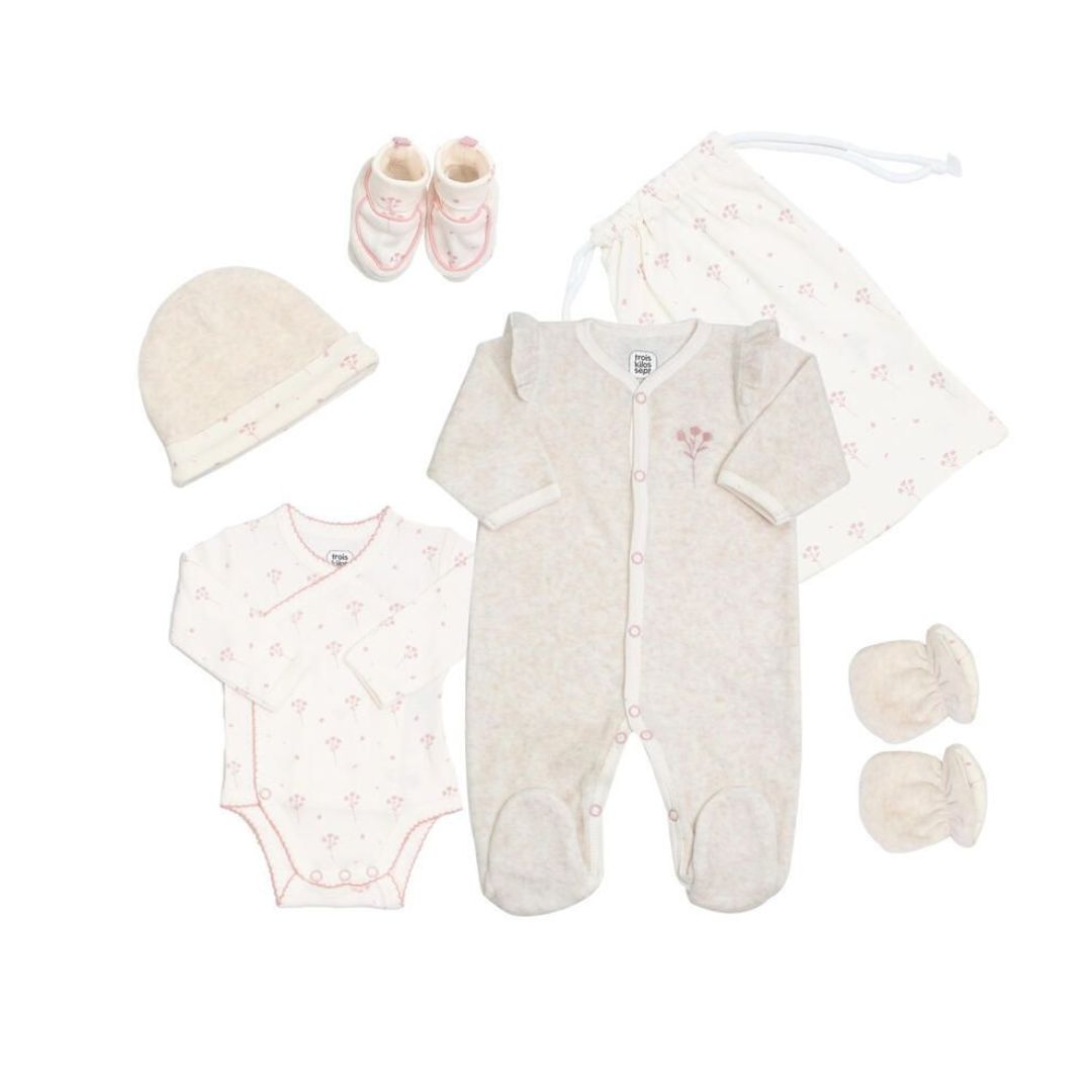 Trois Kilos Sept 6-Piece Newborn Baby Kit – Beige/Pink (0 Months)