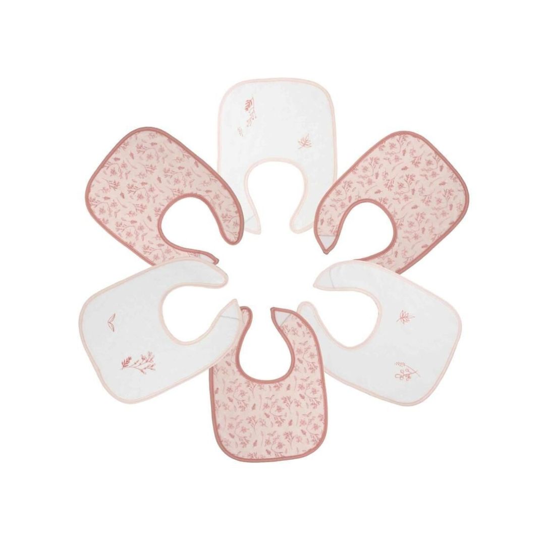 Trois Kilos Sept 6-Pack First Age Baby Bibs – White & Pink