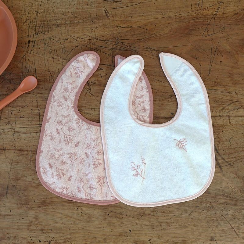 Trois Kilos Sept 6-Pack First Age Baby Bibs – White & Pink