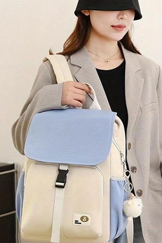 Pastel Dream Diaper Backpack – Sky Blue & Cream