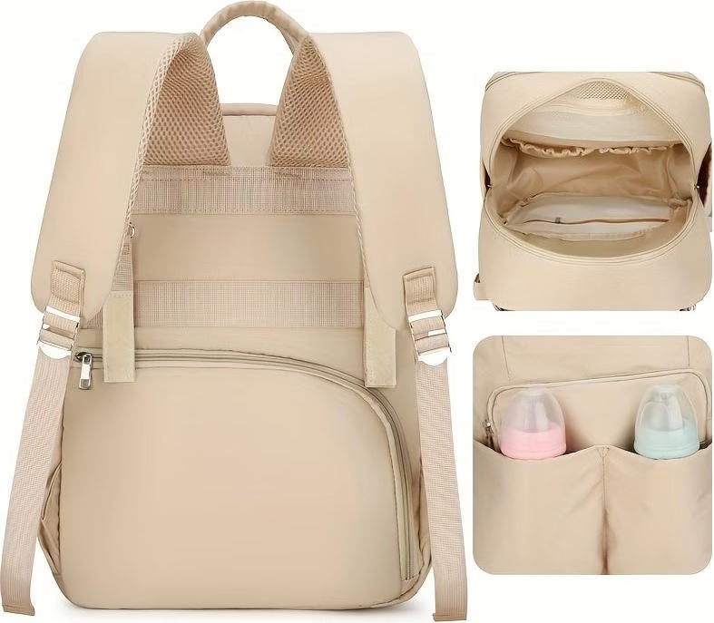 Sunshine Deer: Luxe Multi-Pocket Diaper Backpack – Soft Cream