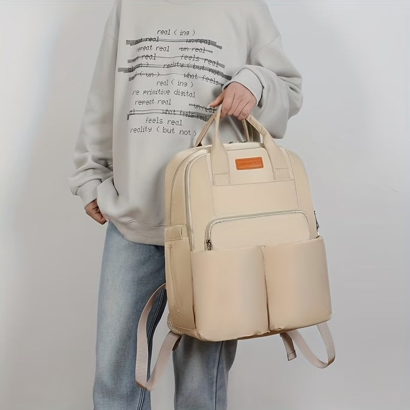 Sunshine Deer: Luxe Multi-Pocket Diaper Backpack – Soft Cream