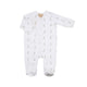 A pure white long-sleeve cotton sleepsuit for babies by Sophie la Girafe, featuring a small embroidered giraffe on the chest.