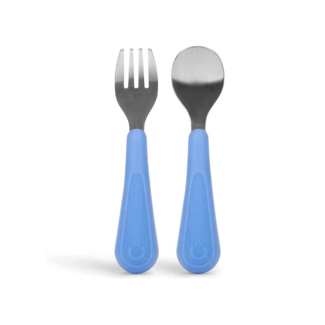 Ubbi: Stainless Steel Toddler Fork & Spoon Set – Multicolor (2 Pcs)