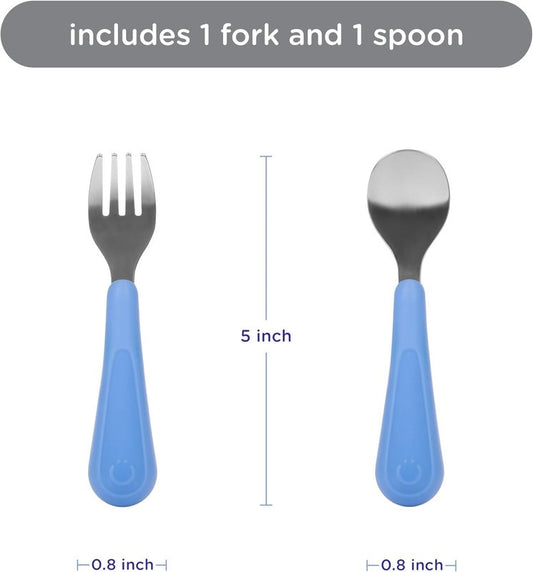 Ubbi: Stainless Steel Toddler Fork & Spoon Set – Multicolor (2 Pcs)