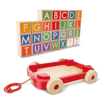 Hape Pull-Along Cart with Stacking Blocks