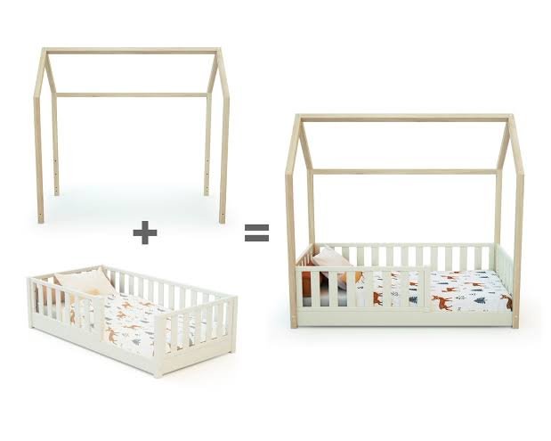 Jurababy: Toit Cabane SONHO Mini (70 x 140 cm) - Wooden House Bed Canopy Roof Frame